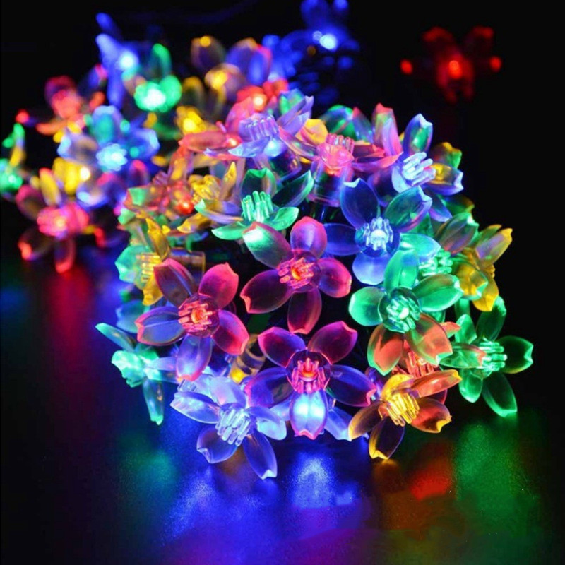 peach flower solar lamp solar light string 30led christmas p