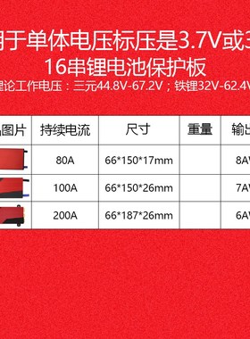 BMS 16S 40A 60A 80A 100A 120A 150A 48V LiFePO4 Lithium Batte