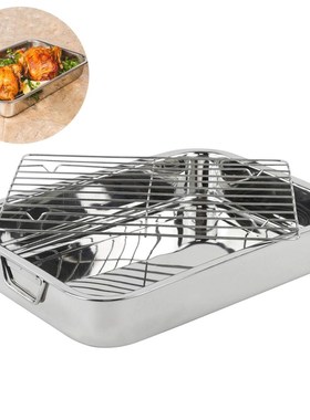 Large Stainless Steel Roasting Lasagna Pan Meat Roaster with