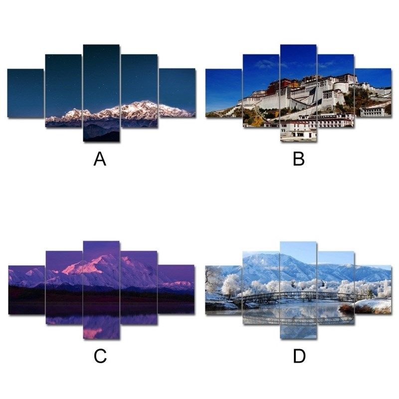 5pcs/set potala palace snow alaska scenery wall art canvas p
