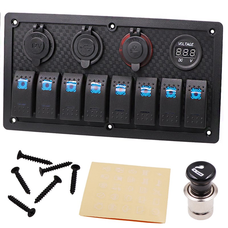 8 Gang Rocker Switch Panel Circuit Breaker Overload Protecte-封面