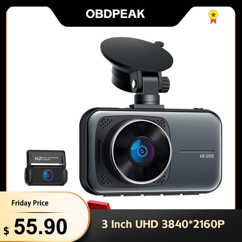 4k dash cam 3 car dvr 3840*2160p dashcam front and rear c