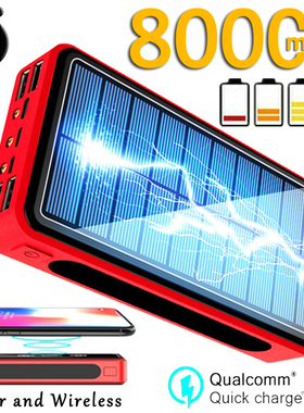 80000mAh Power Bank Wireless Charging Solar Battery Panel Po