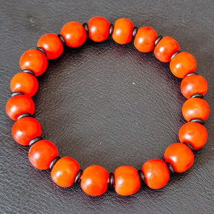 藏传回流原矿天然老甘南红手链精品苹果园满色满肉柿子红文玩手串
