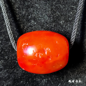 藏传回流天然原矿老甘南红勒子锁骨链精品满色满肉柿子红文玩收藏