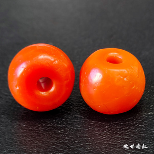 藏传回流天然原矿老甘南红玛瑙单株散珠满色满肉文玩手串顶珠配饰