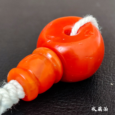 藏区回流天然原矿老甘南红分体文玩三通佛头精品满色满肉108配饰