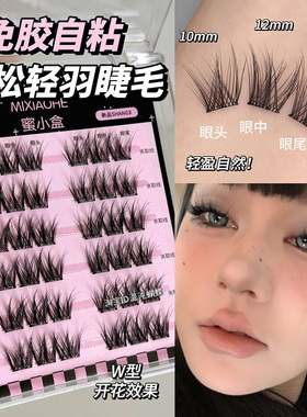 5D蓬松轻羽！免胶假睫毛女自然仿真自粘婴儿弯懒人三部曲cos单簇