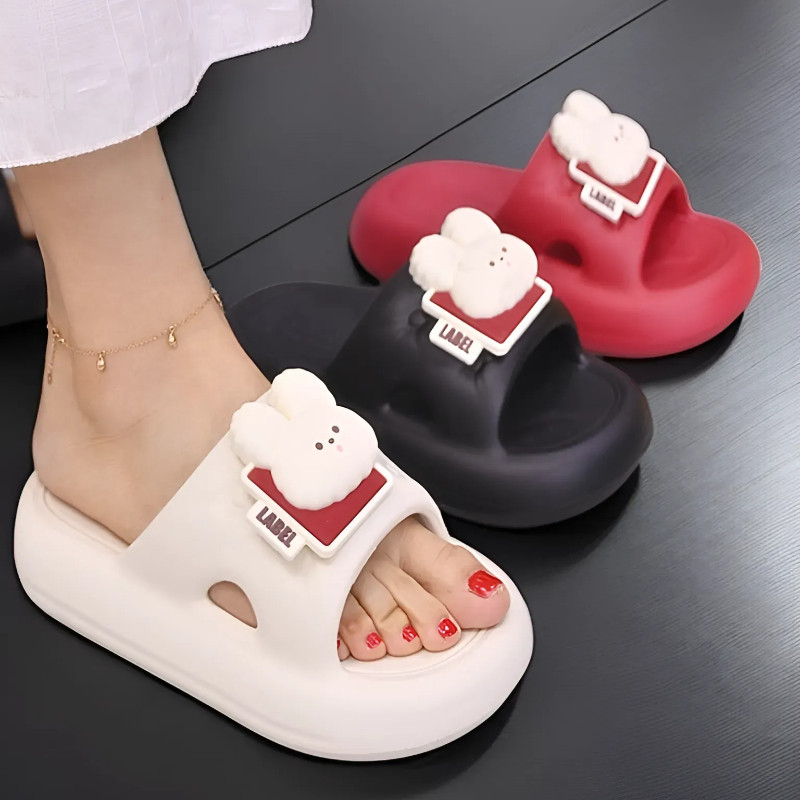 新款夏季厚底EVA拖鞋女家用可爱小兔子凉拖鞋浴室软底防滑可外穿