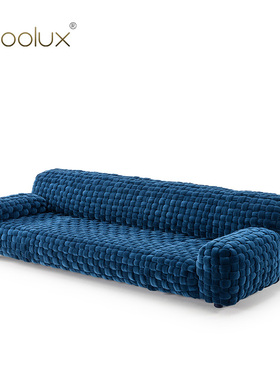 Sfoolux蓝色沙发Azul divano意式轻奢艺术设计编制布艺多人位沙发