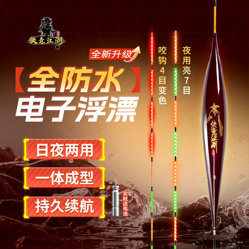 曾大盆快意江湖ES高灵敏夜光漂日夜两用咬钩变色细硬尾醒目电子漂