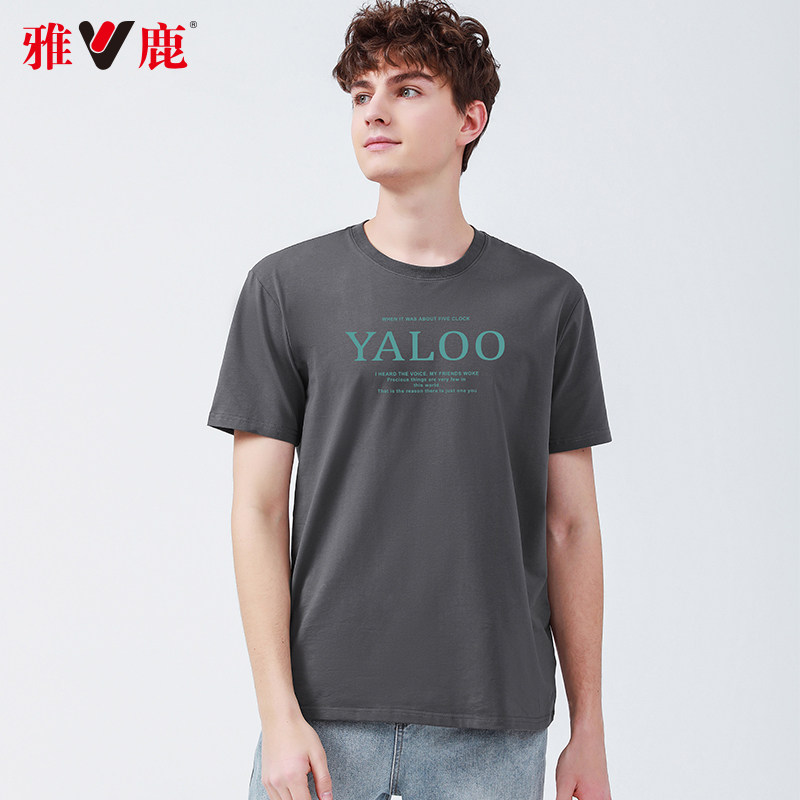 雅鹿 2021夏季新款男士短袖T恤 字母印花 简约圆领印花打底衫体恤|ruв категории Мужская одежда, футболка - от Buy2taobao.com для оказания профессиональной услуги покупки агента Taobao