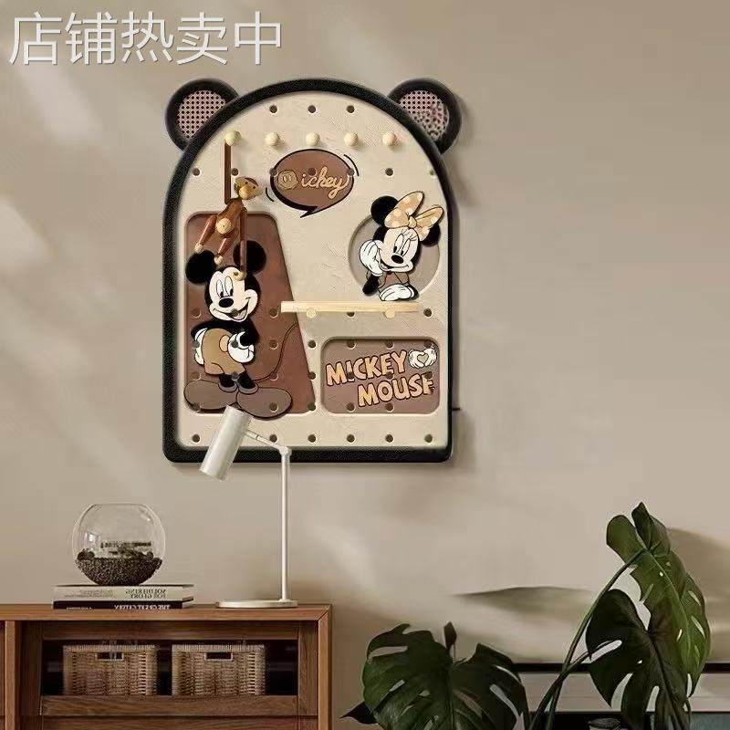 BE-015卡通风米奇洞洞板装饰画玄关走廊多功能衣帽收纳挂钩画捡漏