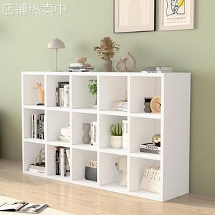 实木书架置物架落地组合格子柜家用儿童书柜收纳分层架八格矮柜子