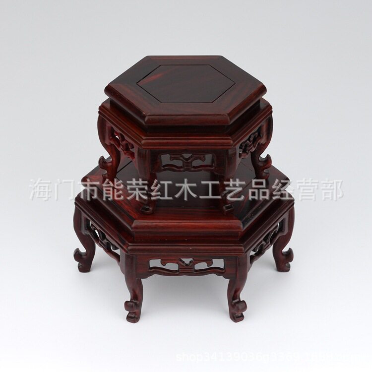 红木工艺品摆件紫砂壶六角形底座/红酸枝弯脚六角台/厂家直销