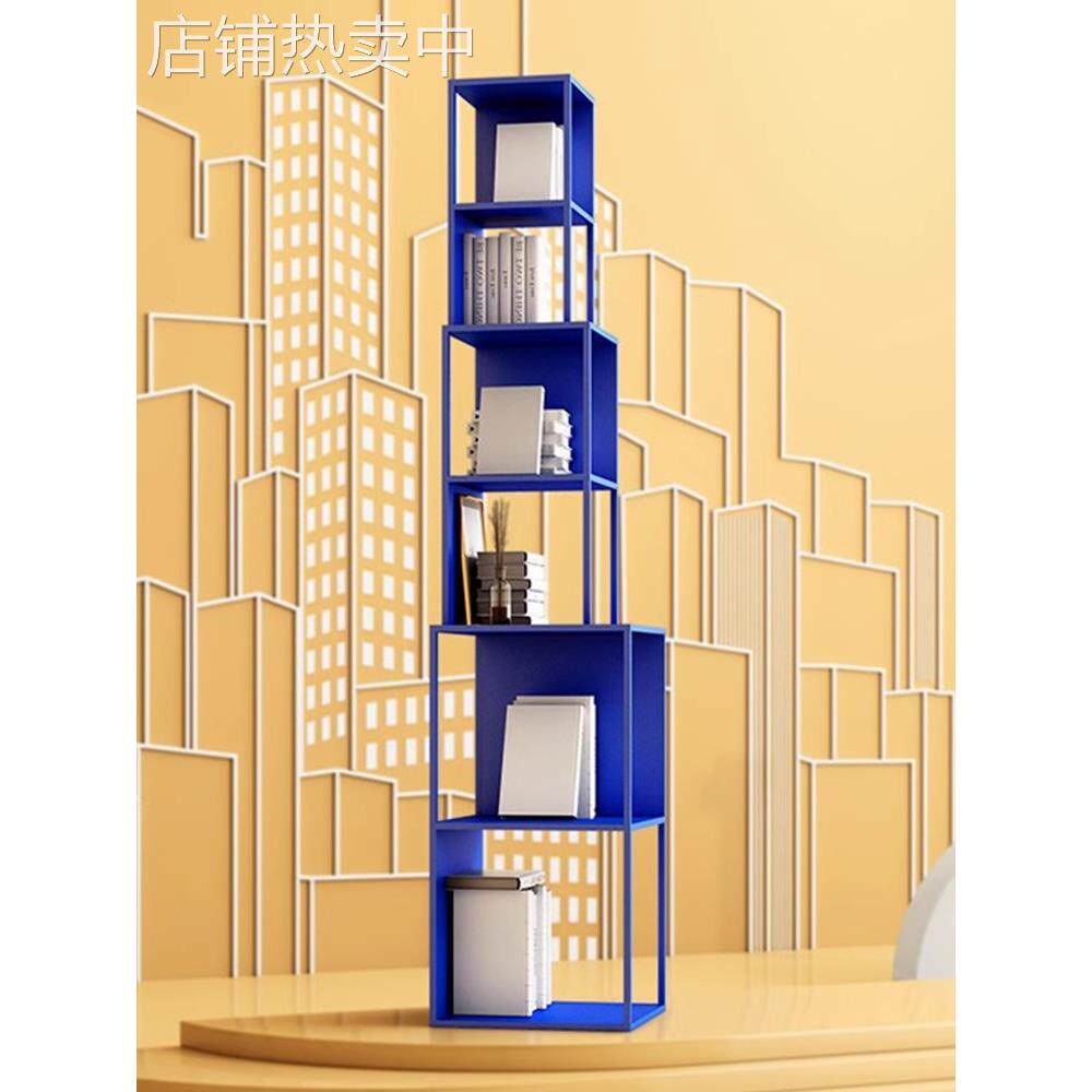 北欧风创意书架 家用客厅书房创意多层置物架 克莱因蓝组合展示架