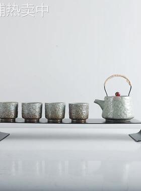 新中式金属陶瓷功夫茶具套装家用家居客厅样板房茶室茶几装饰品