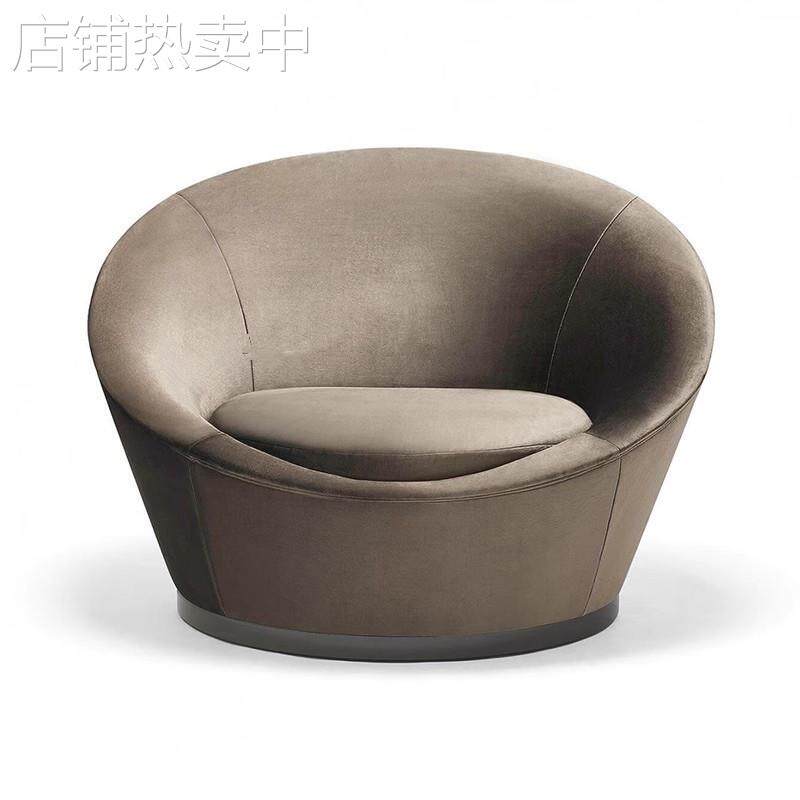 后现代简约布艺单人椅接待样板房设计售楼处软包沙发洽谈单人沙发