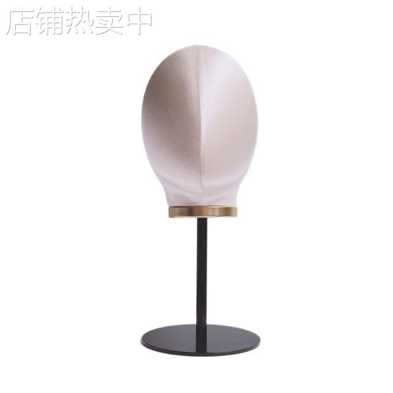 跨境新品缎面包布头模帽架配金色盖子黑色底座可拆装帽子展示架