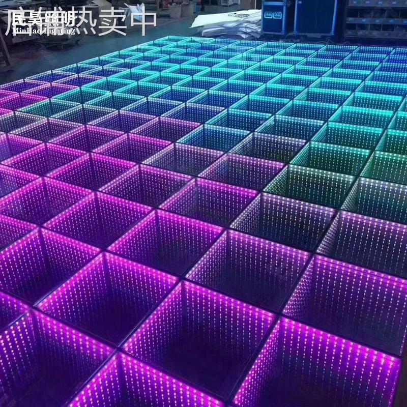 酒吧KTV千层镜面深渊地砖灯led3D立体感应发光立体深渊氛围灯厂家