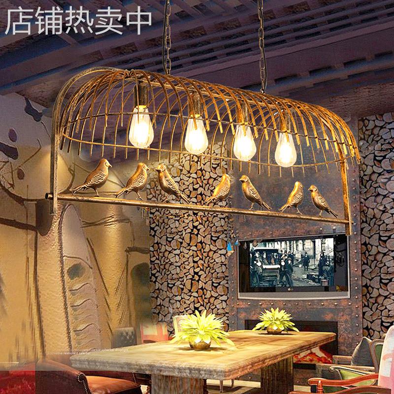 工业风铁艺创意吊灯餐厅咖啡厅客厅灯复古小鸟吊灯酒吧灯具