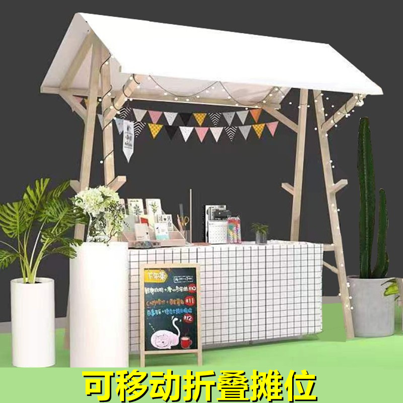 实木摊位幼儿园市场小摊广告景区展示架网红流动式市集新款烤肠机图片