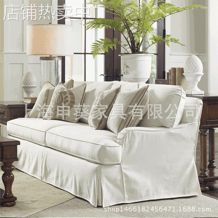 美式布艺沙发进口棉麻双人人休闲椅酒吧会所家具