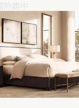 美式复古主卧实木床法式轻奢简约橡木别墅双人1.8米床RH外贸出口