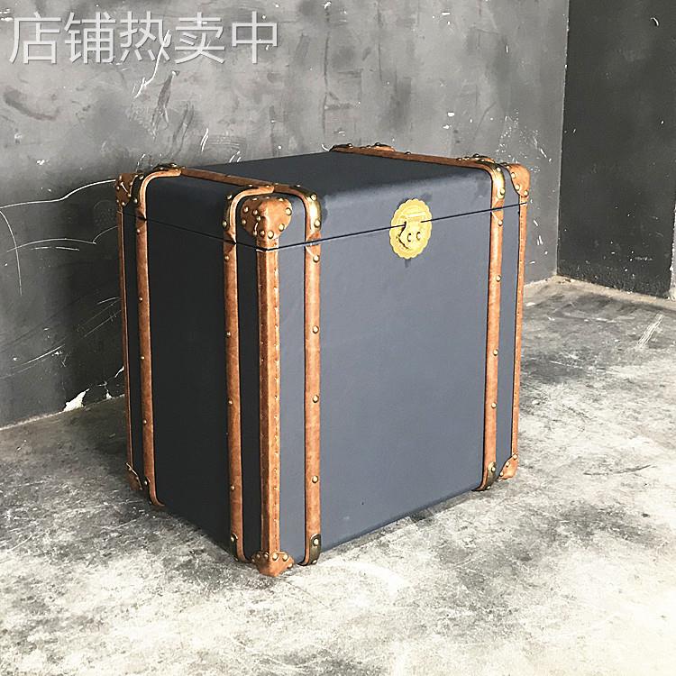 美式乡村复古皮箱边几loft工业风铆钉储物个性创意样品房床头柜