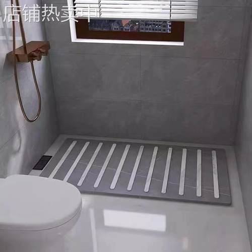 下沉式卫生间岩板淋浴板淋浴房防滑石地板石底座大理石拉槽脚踏板