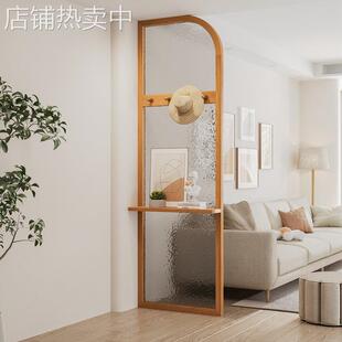 北欧入户进门装饰遮挡实木玄关小户型日式客厅隔断新中式玻璃屏风