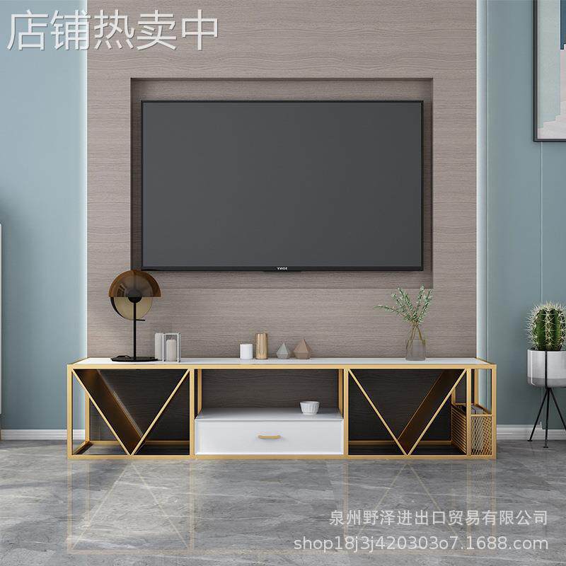 北欧大理石金色电视柜新款轻奢小户型工业风现简约客厅卧室地柜