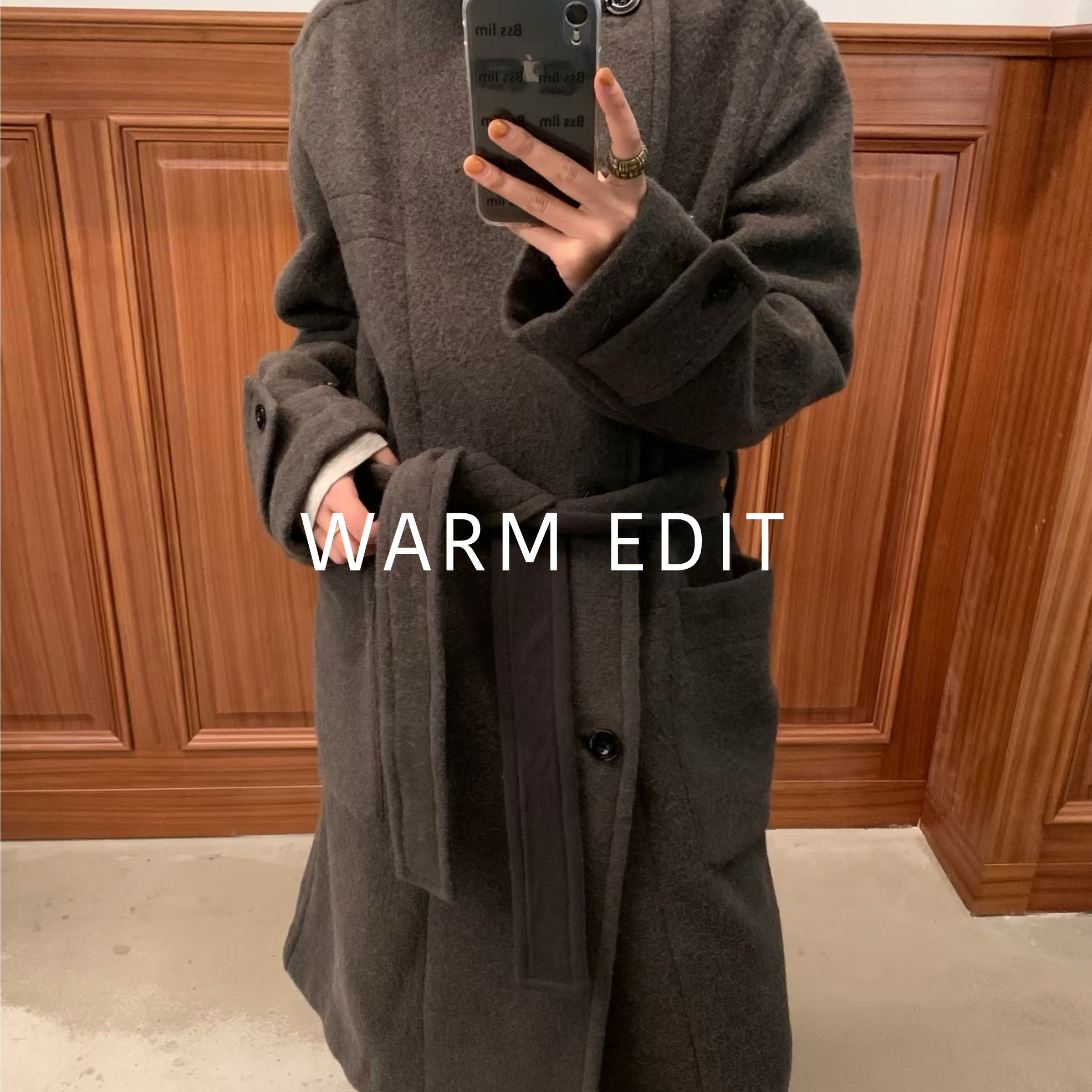 金敏喜风立领单面羊毛大衣