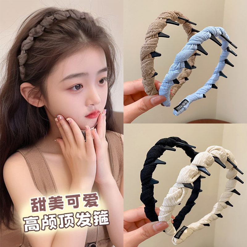 韩系女童时髦洋气麻花防滑发箍儿童高颅顶压发头箍女孩高级感发卡