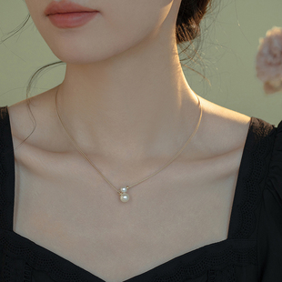 德国珠宝同款子母天然淡水珍珠项链颈链锁骨链双层chocker项圈