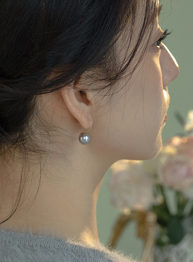 fever同款真多麻银灰色施家高跟鞋珍珠14K包金耳钉耳钩耳环耳饰女