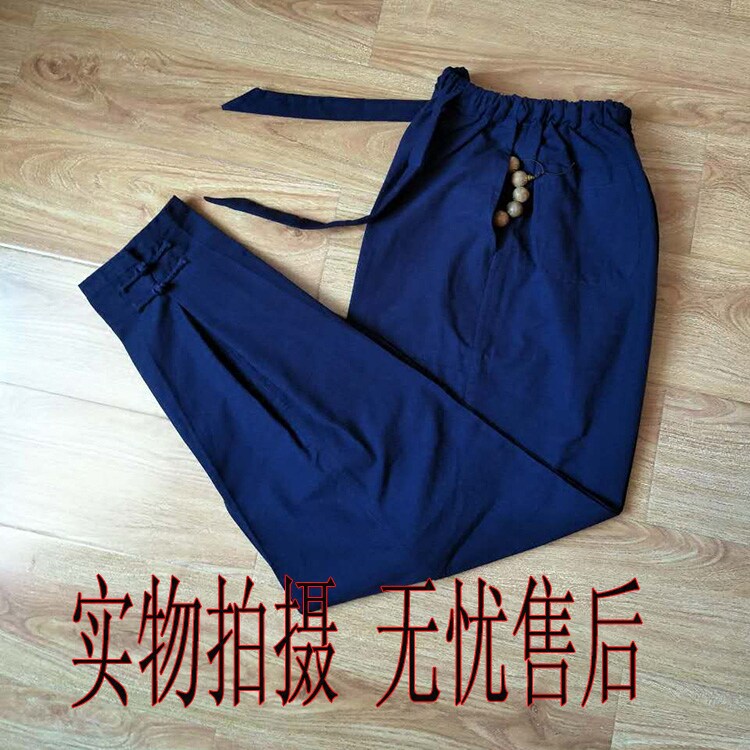 唐装男裤民族服装男休闲宽松练功裤如意麒麟裤汉服中国风禅修裤子