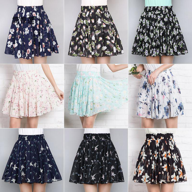春夏印花半身裙高腰a字百褶蓬蓬裙显瘦打底裤裙碎花小短裙子|ruв категории Женская одежда, юбка - от Buy2taobao.com для оказания профессиональной услуги покупки агента Taobao