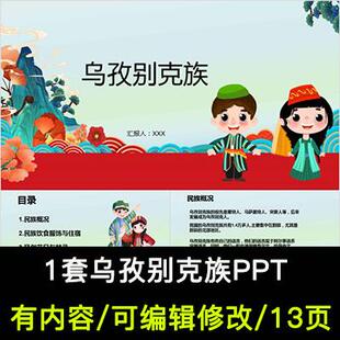 乌孜别克族介绍PPT成品课件 民族文化风俗习惯服饰美食