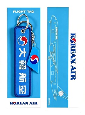 大韩航空KoreanAir飞机空乘飞友飞行员钥匙扣圈刺绣旅行纪念挂件