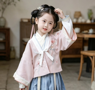 2026新款女童明制汉服套装儿童新中式春款国风古风唐装小女孩春装