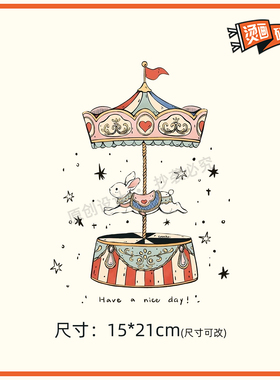 复古兔子可爱卡通烫画贴热转印布贴印花印图DIY个性定制白墨烫画