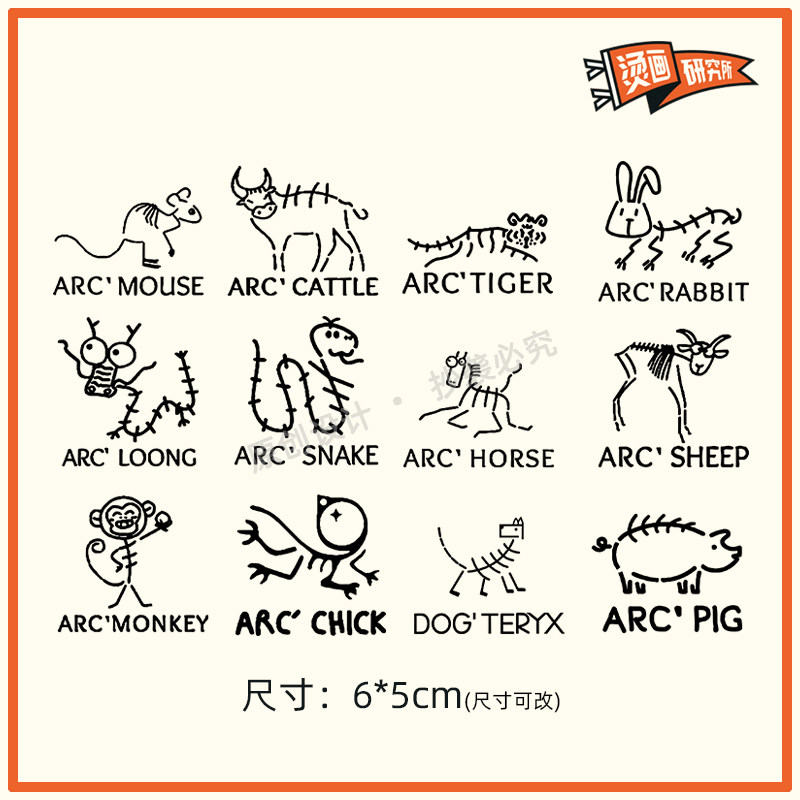 始祖十二生肖烫画贴布贴热转印烫布贴