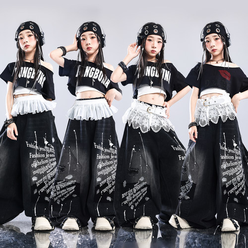 爵士舞服装女童上衣少儿街舞演出服女团儿童走秀潮服jazz舞蹈套装