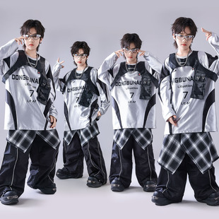 儿童街舞潮服男童酷帅嘻哈表演服宽松套装女童爵士舞演出服装秋冬