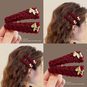 马年本命年新年红色鸭嘴夹发夹女侧边刘海夹子头饰一字夹碎发发卡