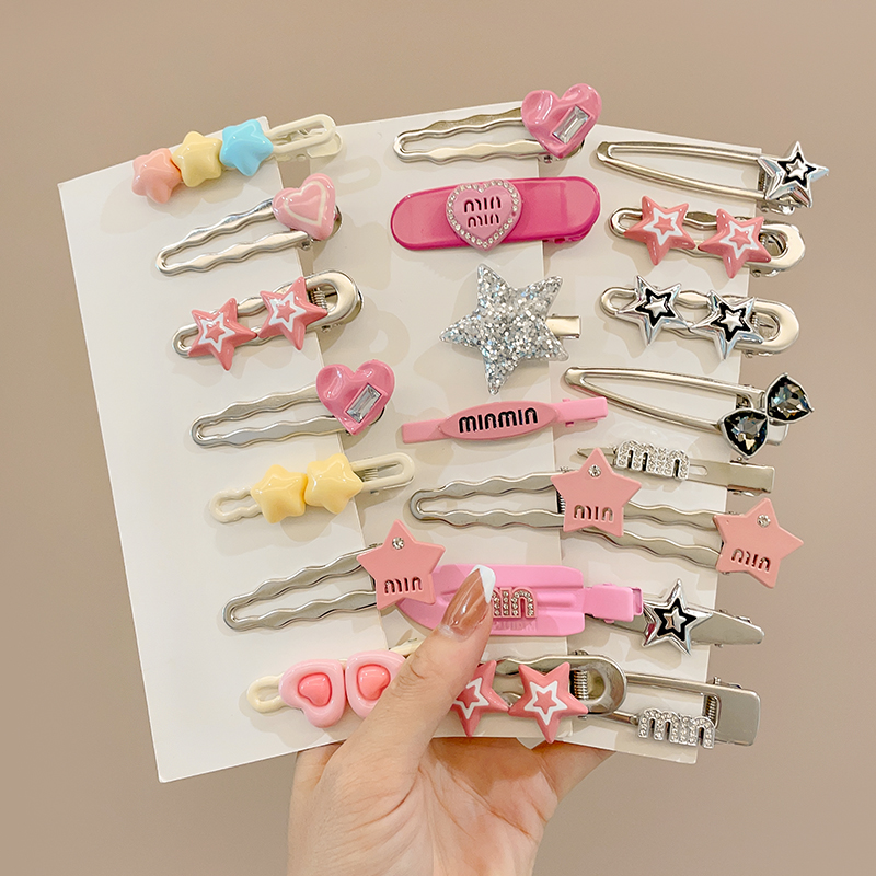 一字夹星星发夹金属边夹侧边刘海