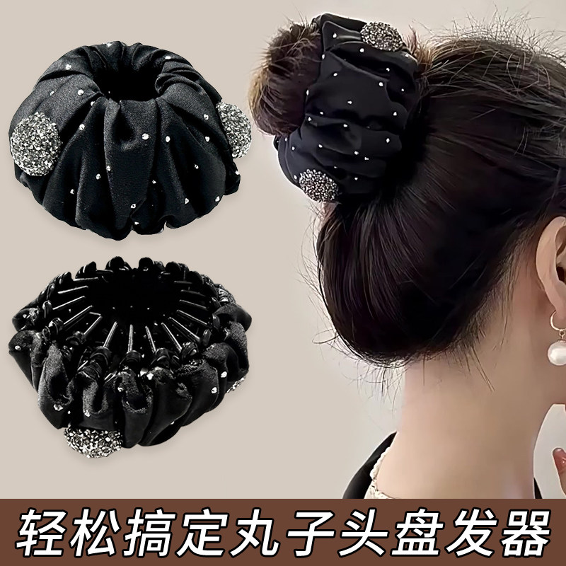 丸子头神器懒人盘发器黑色发夹女图片