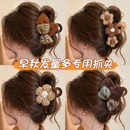 美拉德咖色蝴蝶结发夹女后脑勺盘发鲨鱼夹子头饰大号独特漂亮抓夹