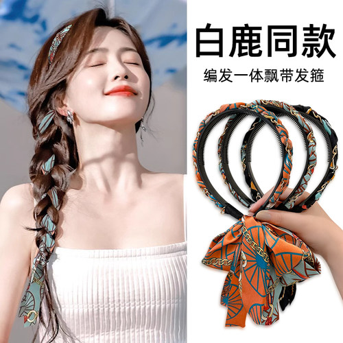 法式复古编发神器飘带发箍女夏季